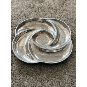 Arthur Court Vintage Aluminum Rose Swirl Divided Serving Tray Platter 12 Inch